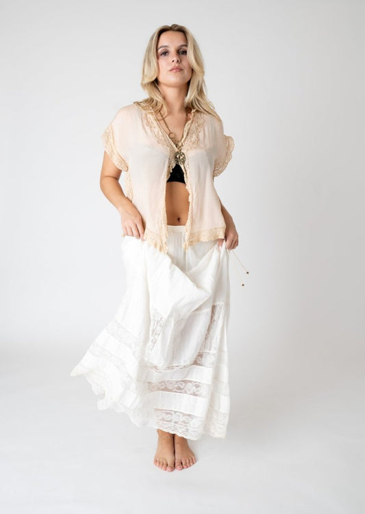 Pink Lace Trimmed Blouse - Gypsy Cadillac