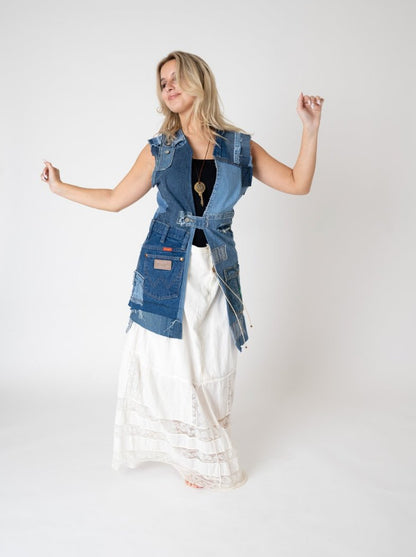 Reconstructed Sleeveless Denim Vest - Gypsy Cadillac