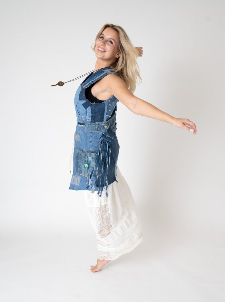 Reconstructed Sleeveless Denim Vest - Gypsy Cadillac